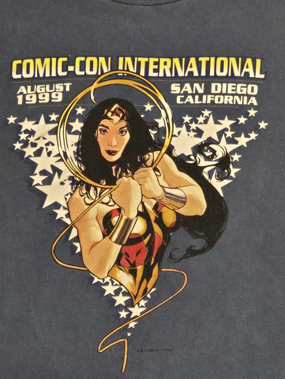Hanes Beefy-T 1999 Comic-Con San Diego Wonder Woman XL Blue Adam Hughes
